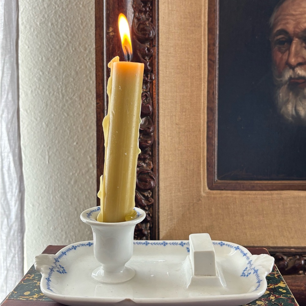 GDA Limoges France Hotel Mc Alpin New York Candleholder and Match Striker w blue